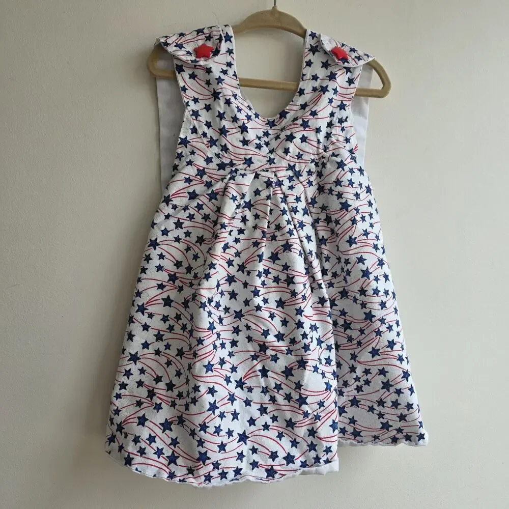 VTG Handmade 18 To 24 Month Toddler‎ Patriotic Dress Matching Bloomers Sparkly